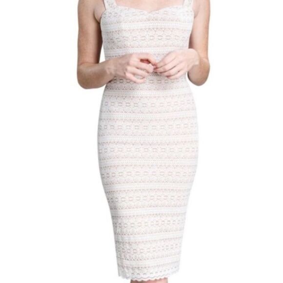 DRESS THE POPULATION Nicole Lace Sheath Dress - Off White - Picture 2 of 6